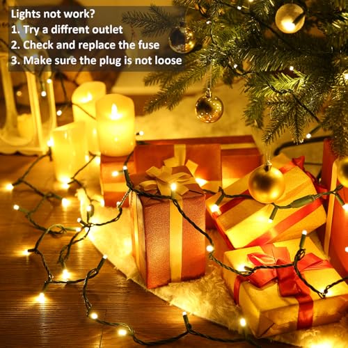 Brizled 5MM Warm White Twinkle Christmas String Lights - Connectable 100 LED