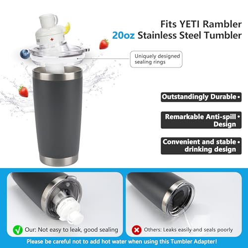 1 Pack Tumbler Adapter - for YETI Rambler 16/20 oz Tumblers & Cirkul Flavors Cartridges, BPA - Free, Leak - Proof (Tumbler & Cirkul not included)