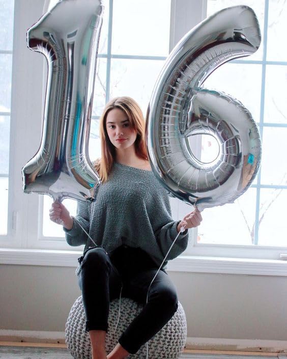 Silver Number 15 Balloon - 40 Inch Giant Foil Balloon for 15th Birthday Party Decorations