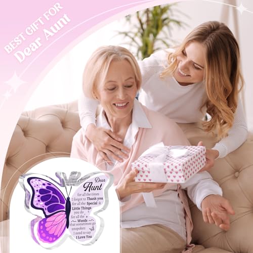 Aunt Acrylic Plaque - Engraved Butterfly Gift from Niece