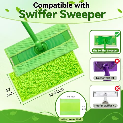 FIXSMITH Reusable Mop Pads for Swiffer Sweeper - 8 Pack Microfiber Refills