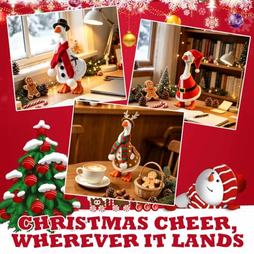 Christmas Desk Goose Outfits Set for 7 Inch Mini Desktop Goose Statue - 3 Styles