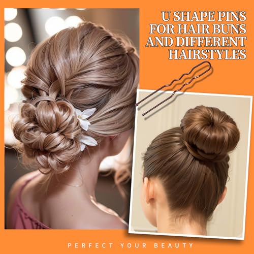 Teenitor 100Pcs Brown Bobby Pins and U-Shaped Hair Pins Set