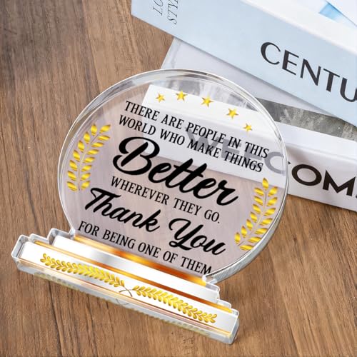 Acrylic Thank You Desk Plaque - Appreciation Gift for Coworkers, Clear C