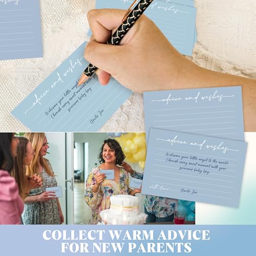 WOODAMORE Blue Advice and Wishes Cards - 50 Pack 4x6 for Wedding & Baby Shower