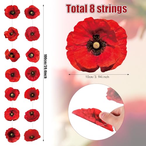 56 Pcs Red Poppy Garland Set for Wizard Party Decoration