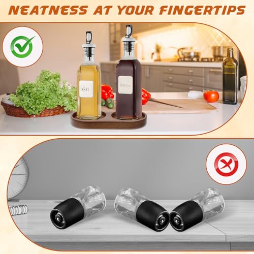 Wood Acacia Salt and Pepper Grinder Tray - Organizer for Mills & Shakers