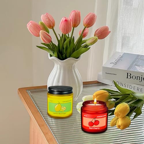 Set of 12 Scented Soy Candles in Frosted Glass Jars for Home & Gift