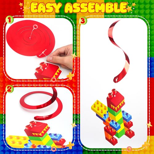 Building Block Birthday Party Decoration Set with Banner and Hanging Swirls