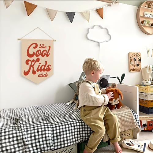 Cool Kids Club Wall Hanging Banner - Retro Nursery Decor 15x11