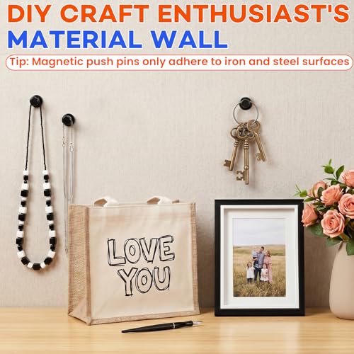 E BAVITE 40-Pack Small Strong Fridge Magnets - Powerful Black Push Pins