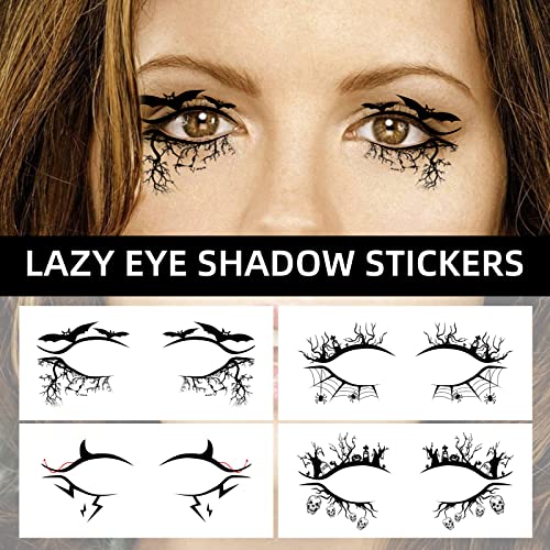 Furimuk Halloween Temporary Face Tattoos Spider Web Eyeshadow Stickers