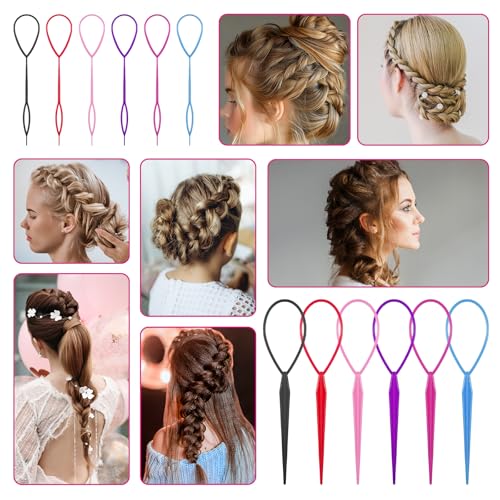 Bruislard 12 Pack Hair Loop Tool Set Ponytail Makers French Braid Tools
