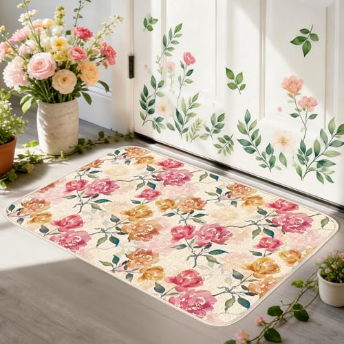 MATIRUG Floral Doormat, Spring-3 Pattern 1'4" x 2', Nonslip Washable Entry Rug