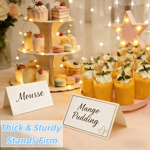 100 Elegant Gold Foil Place Cards for Weddings & Events | 2" x 3.5"