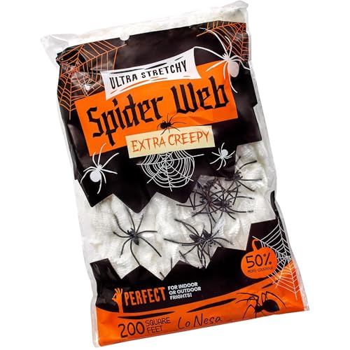 Lonesa 200 Sq. Ft White Spider Web Decoration with Spiders