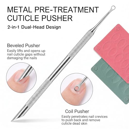 Tweruna Stainless Steel Loop Cuticle Pusher and Nail Sandpaper Kit