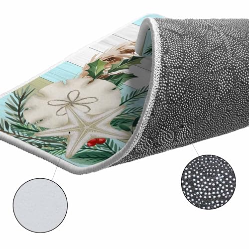 Christmas Coastal Kitchen Rugs 2-Piece Set Non-Slip Absorbent Mats - 16x24 & 16x47 Variation of THIS listing