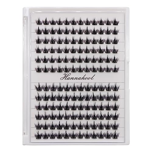 Hannahool Wide Stem Individual False Eyelashes Mixed Tray Dramatic Black Cluster Lashes