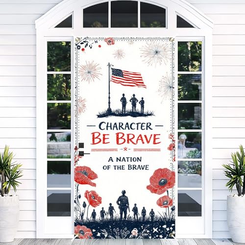 Patriotic Soldier Door Banner for Independence Day - 35.4 x 71 Inch