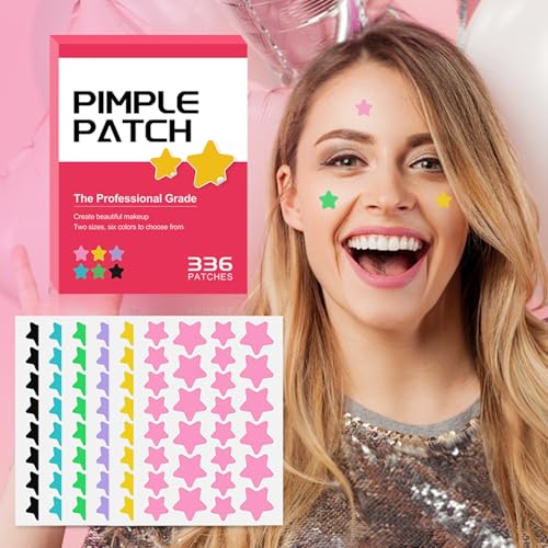 TIKIYOUN Star Pimple Patches 336 Count Cute Colorful Acne Hydrocolloid Stickers
