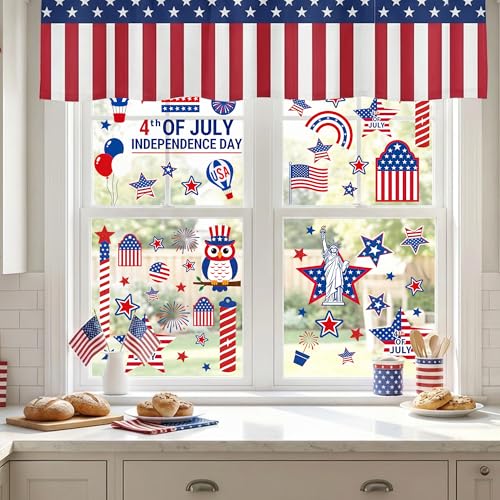 4th of July Window Clings - 9 Sheets Patriotic Decor