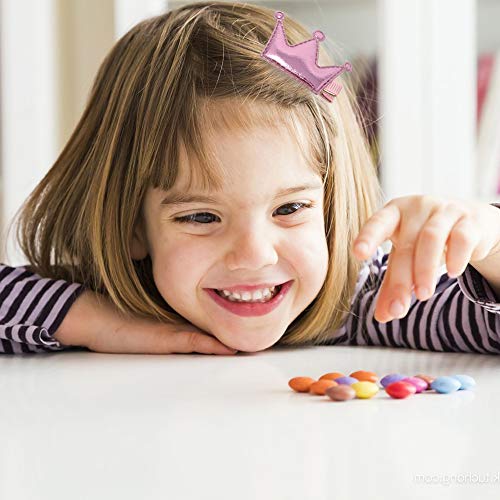 Honbay 12-Piece Glitter Crown Hair Clips Shiny PU Leather Hairpins for Girls