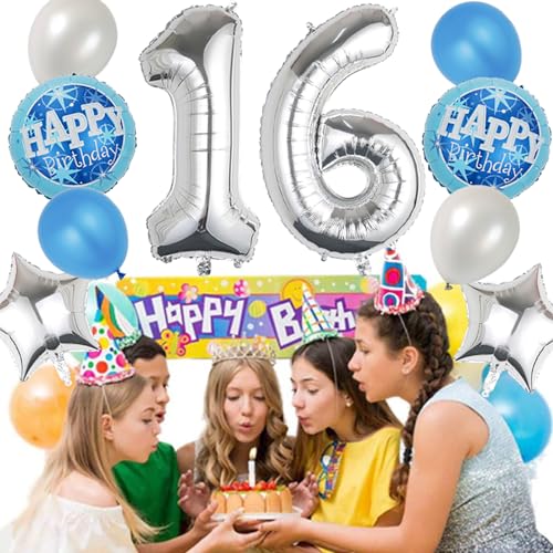 12th Birthday Decorations - 25 Pcs Silver Balloons Set