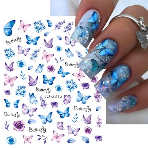 8Pcs Butterfly Nail Art Stickers 3D Self-Adhesive Colorful Decals