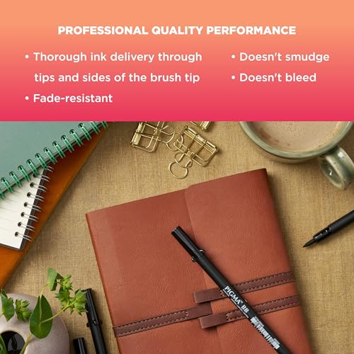 SAKURA Pigma Professional Brush Pens - Black, 3 Pack for Calligraphy
