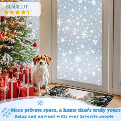 Christmas Snowflake Frosted Window Film Privacy Static Cling - White Snowflakes, 17.7 x 118 Inch