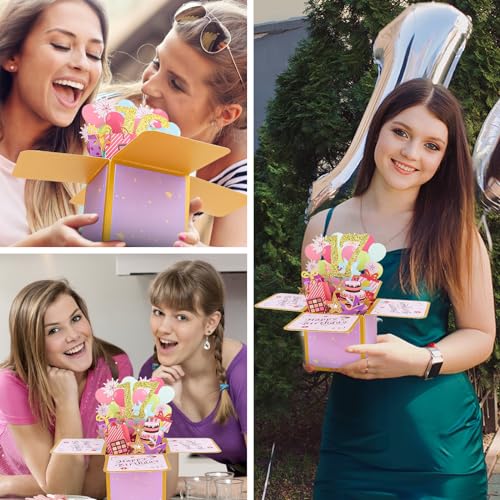 17th Birthday Pop Up Card for Girls - Unique 3D Greeting Gift
