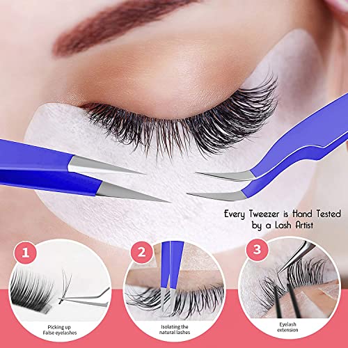 SIVOTE Eyelash Extension Tweezers for Classic & Volume Lashes, 2-Pack Purple