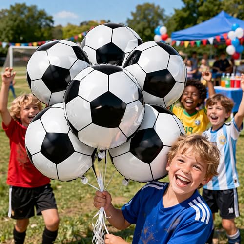 Soccer Balloons for Soccer Theme Birthday Party - 18 Inch Foil Balloons by OHOME