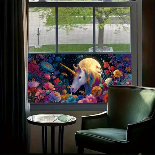 HOMETITUTE Magical Fantasy Floral Window Privacy Film 39.3x17.7 Inch