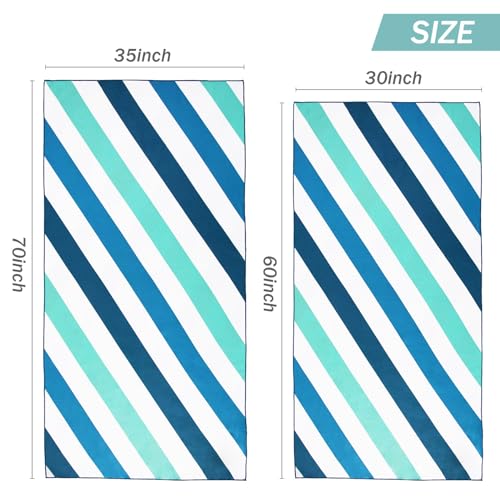 Whale Flotilla Large Quick Dry Beach Towel - Cabana Aqua, 30"x60"