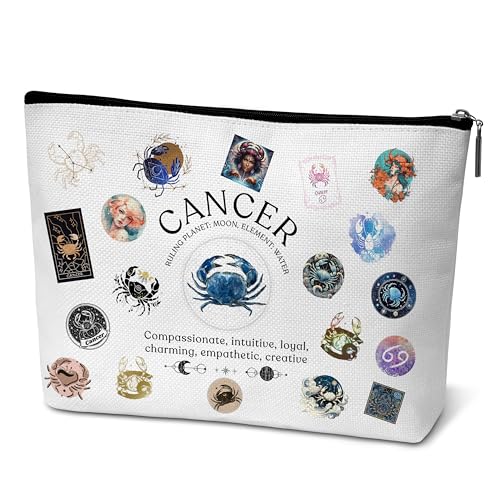 Beshoul Cancer Zodiac Makeup Bag Canvas Travel Cosmetic Pouch