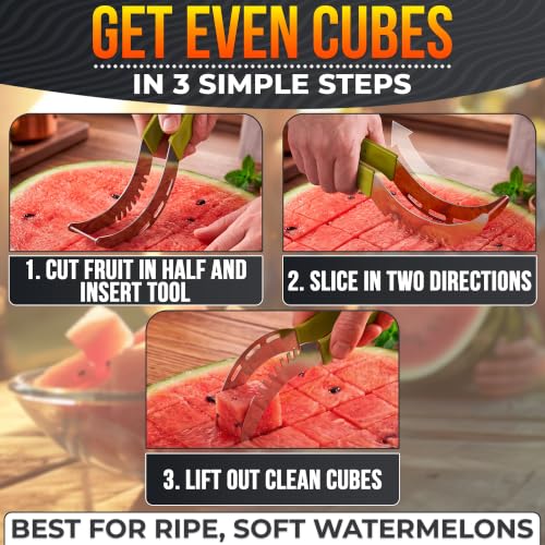 Watermelon Slicer Cutter Tool 2-in-1 Stainless Steel Cubes & Slices – NADOBA