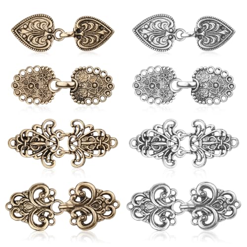 Qoncosy Antique Vintage 8PCS Sweater Clips for Cardigans & Dresses - Retro Cinch Set