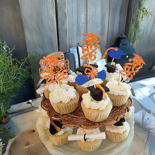 Graduation Cupcake Toppers - 36Pcs Class of 2026 Decorations
