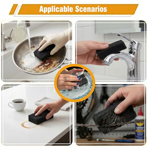 Black Non-Scratch Dish Sponges - 6-Pack for Kitchen Cleaning