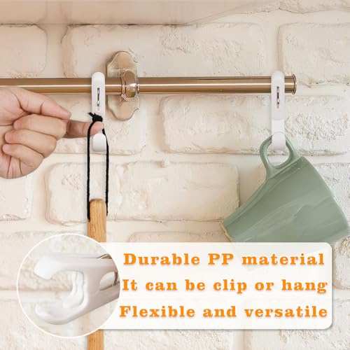 Pumsawn 20 Pack Heavy Duty Laundry Hooks with Clips for Closet & Bathroom