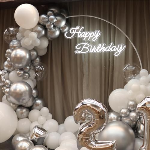136pcs White Silver Clear Balloon Garland Arch Kit - Party Decor