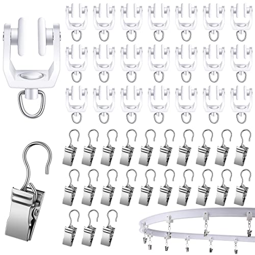 Amyhill 60 Pcs Curtain Track Roller Hooks Set - Plastic & Steel