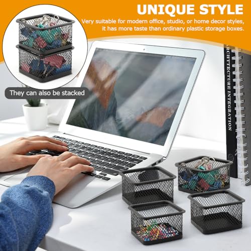 Quivorant Square Mesh Paper Clip Holder Stackable Desk Organizer Black