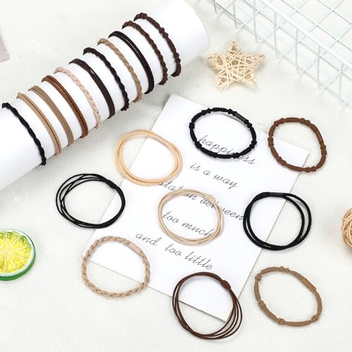 WantGor Boho Hair Ties 20-Piece Neutral Elastic Ponytail Holders