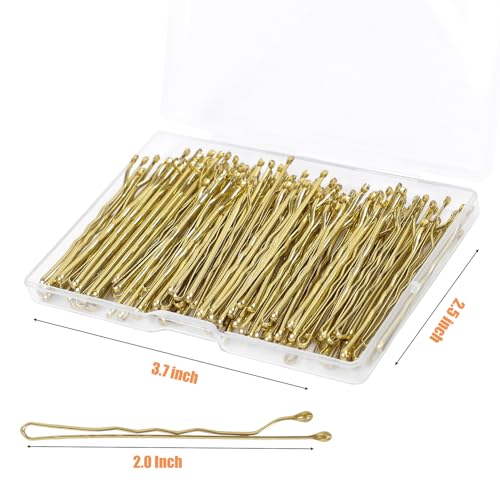 Blonde Bobby Pins 100 Pcs with Storage Box - 2 Inch Metal Hair Clips