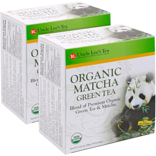 Uncle Lee's Organic Matcha Green Tea Bags, 80 Count Total (2-Pack)