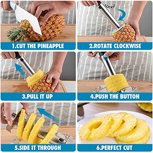 UMUACCAN Black Pineapple Corer and Slicer Tool - Stainless Steel Fruit Cutter for Home Kitchen