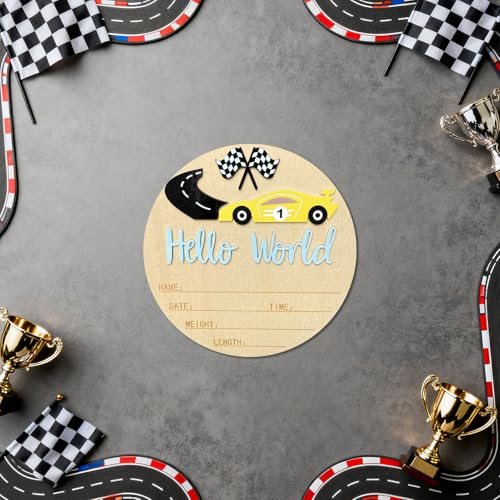 Race Car Baby Announcement Sign - Personalized Newborn Photo Prop